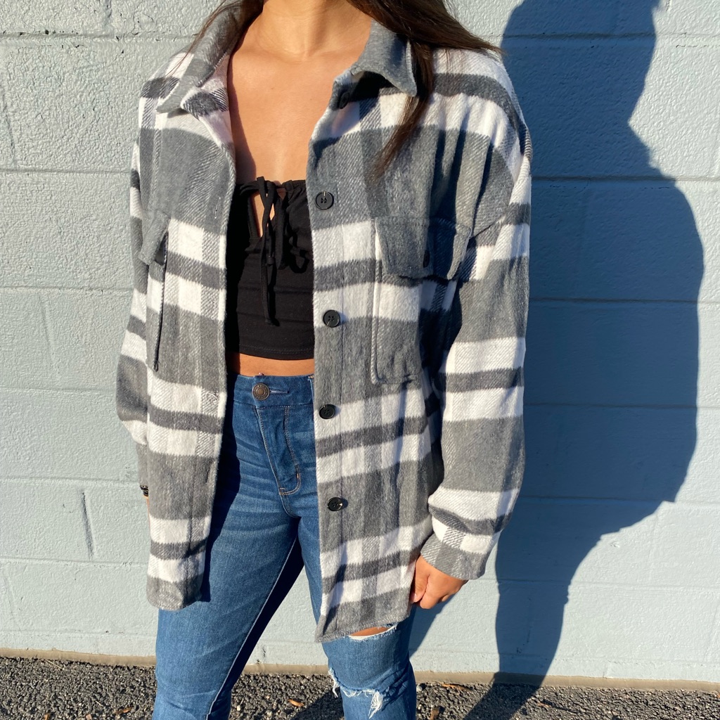 Gray Plaid Shacket